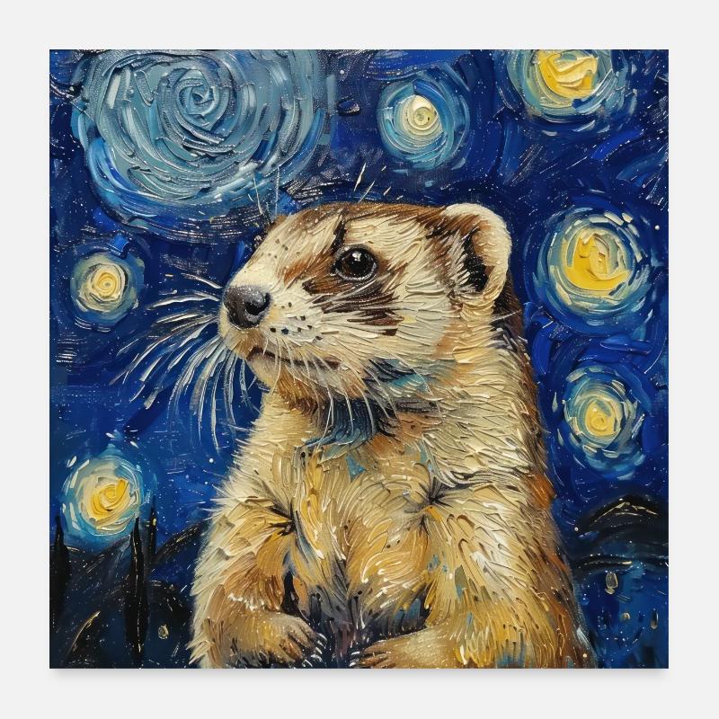 ferret, Van Gogh, gift Poster 24" x 24" (60x60 cm)