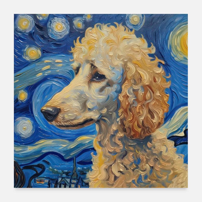 Pudel Van Gogh Geschenk Poster 60x60 cm