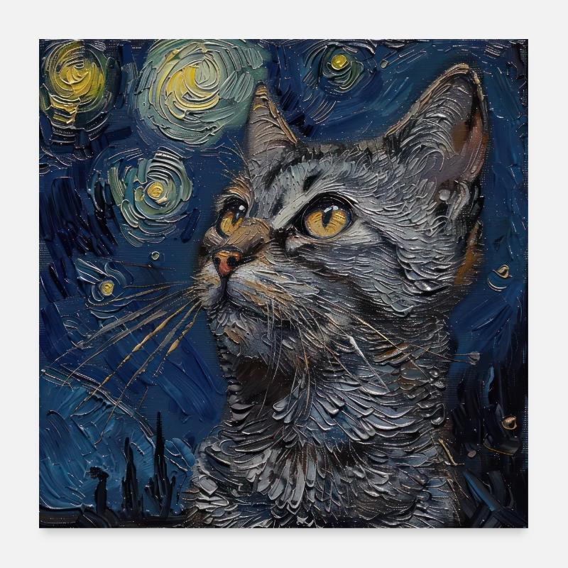 Chat, Motif De Chat, Poster 60 x 60 cm