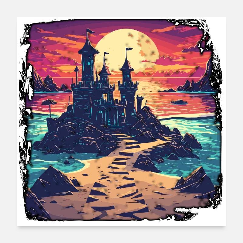 Château de sable / Construction / Jouer / Château / Vacances Poster 60 x 60 cm