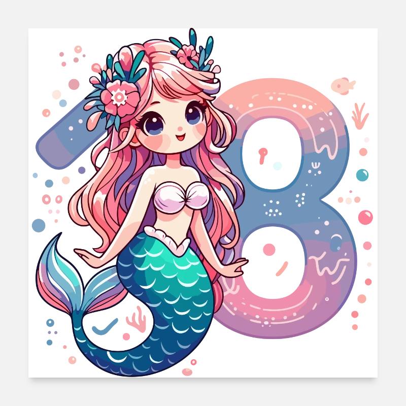 18 ans sirène doux cadeau d’anniversaire Poster 60 x 60 cm