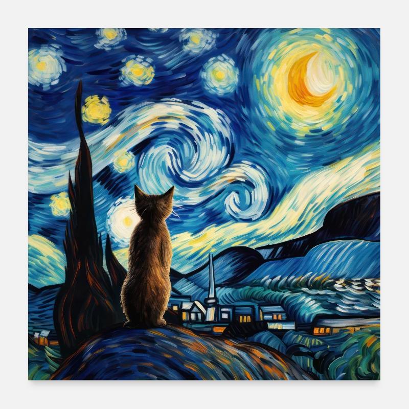 Chat, Motif De Chat Poster 60 x 60 cm