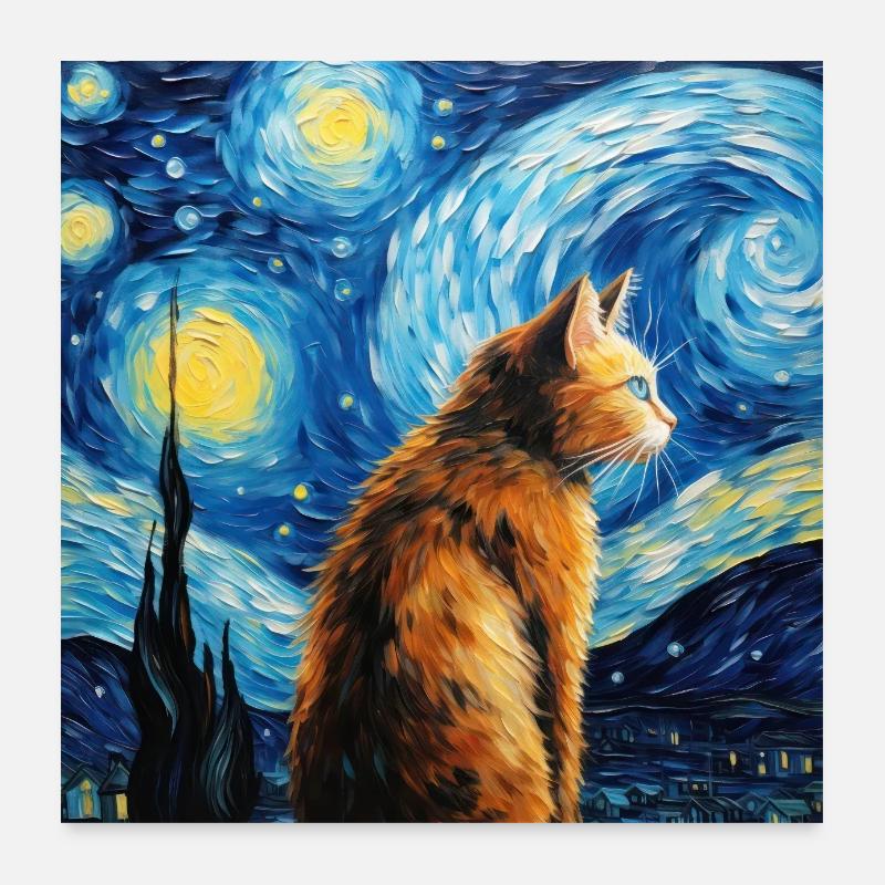 Katze, katzenmotiv, van gogh Poster 60x60 cm