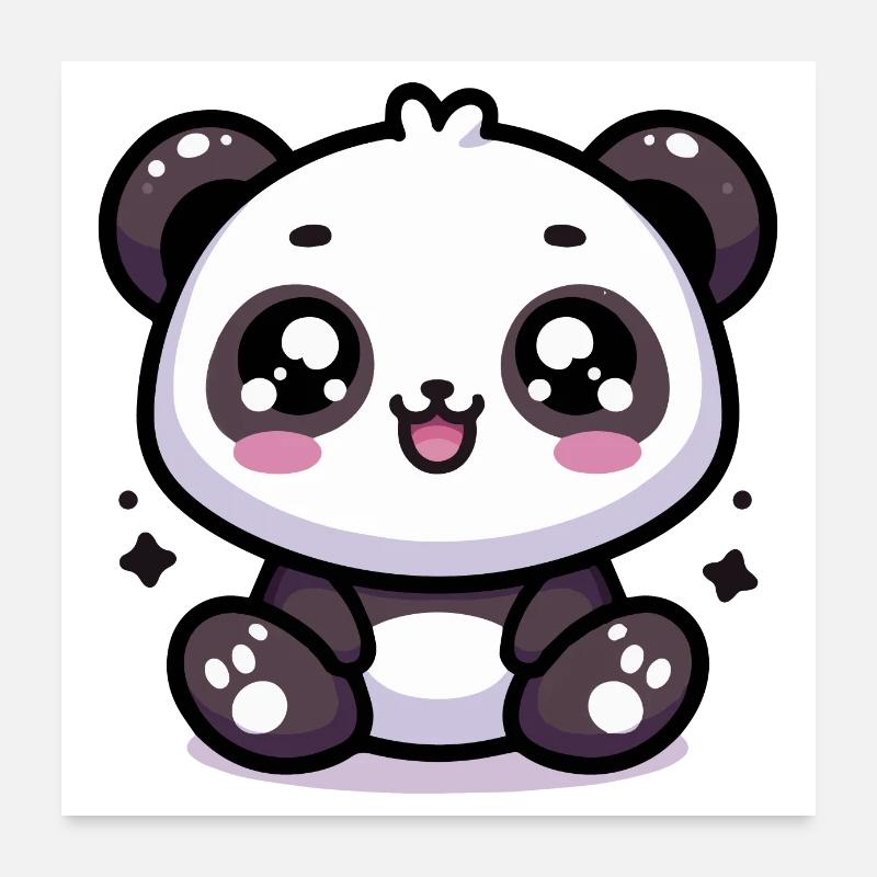 Panda mignon kawaii Poster 60 x 60 cm