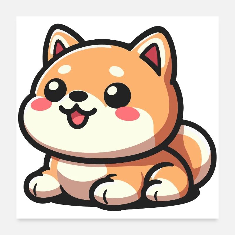 Mignon chiot Kawaii Shiba Poster 60 x 60 cm