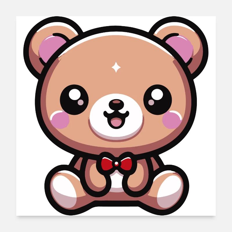 Cute Kawaii Teddy Bear 2 Poster 24" x 24" (60x60 cm)