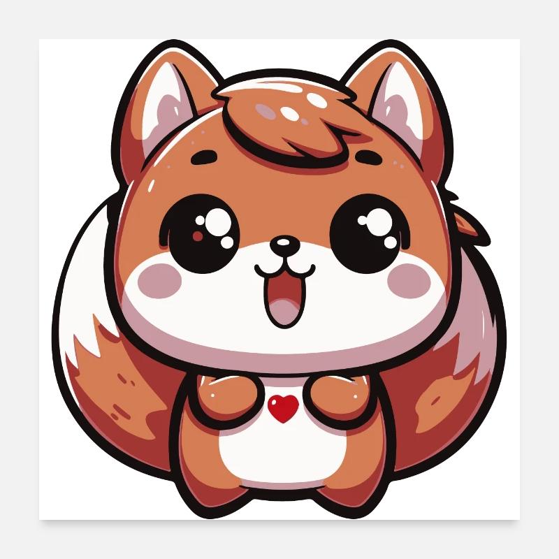 Nussig Das glückliche Kawaii-Eichhörnchen - 3 Poster 60x60 cm