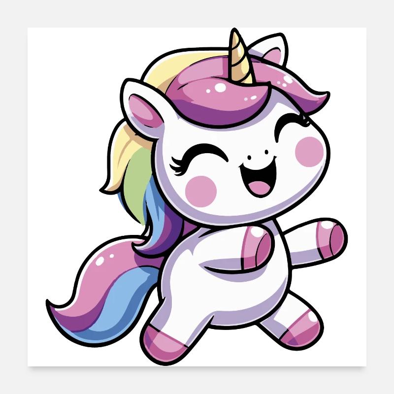 Fröhliches Einhorn tanzt Poster 60x60 cm