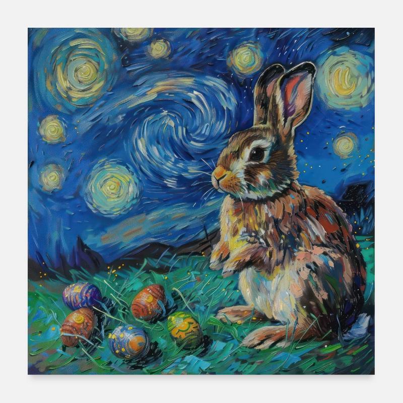 lapin de Pâques, Pâques, lapin, joyeuses Pâques, oeufs de Pâques Poster 60 x 60 cm