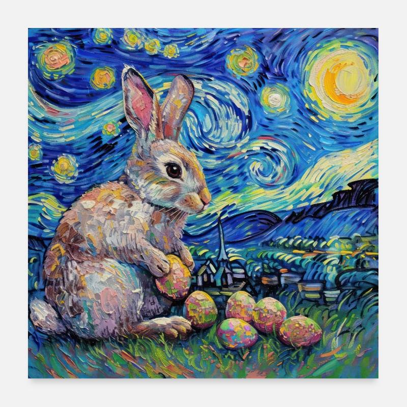 easter bunny, easter, bunny, happy easter, easter eggs Poster 24" x 24" (60x60 cm)