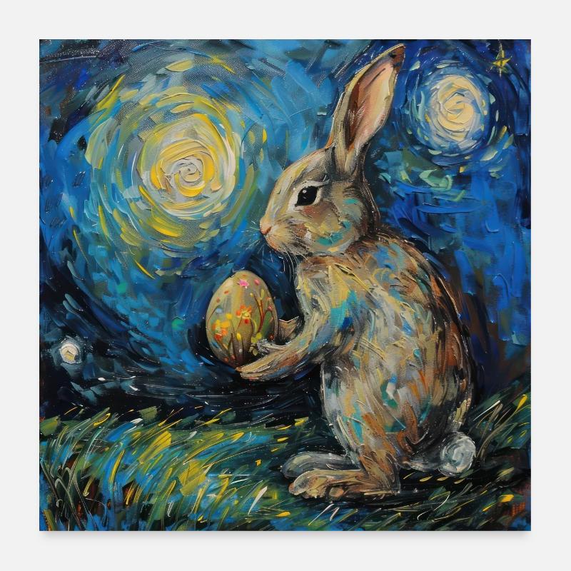 easter bunny, easter, bunny, happy easter, easter eggs Poster 24" x 24" (60x60 cm)