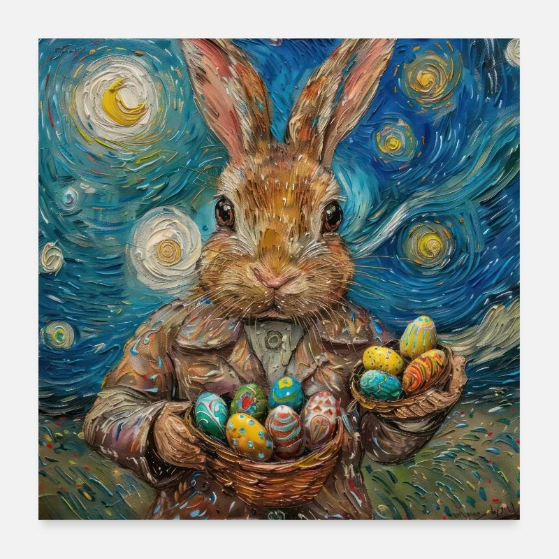 easter bunny, easter, bunny, happy easter, easter eggs Poster 24" x 24" (60x60 cm)