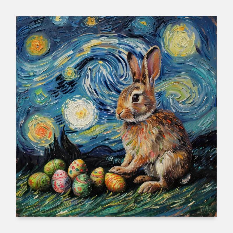 easter bunny, easter, bunny, happy easter, easter eggs Poster 24" x 24" (60x60 cm)