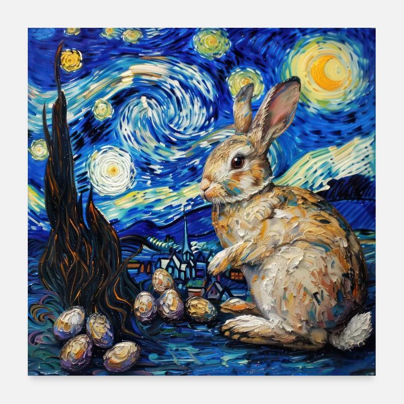 easter bunny, easter, bunny, happy easter, easter eggs Poster 24" x 24" (60x60 cm)