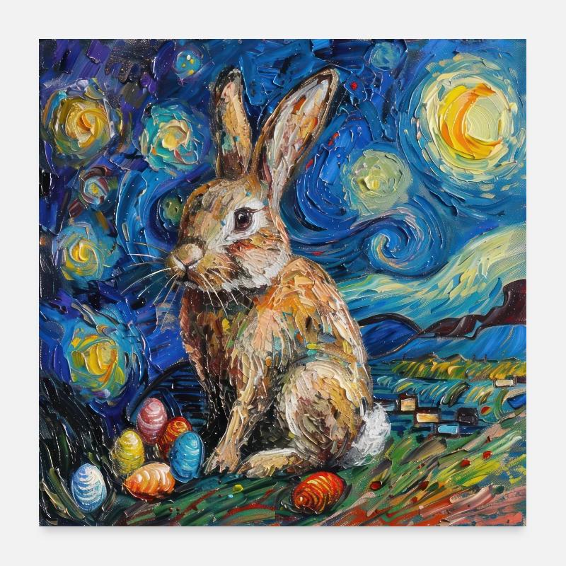 easter bunny, easter, bunny, happy easter, easter eggs Poster 24" x 24" (60x60 cm)