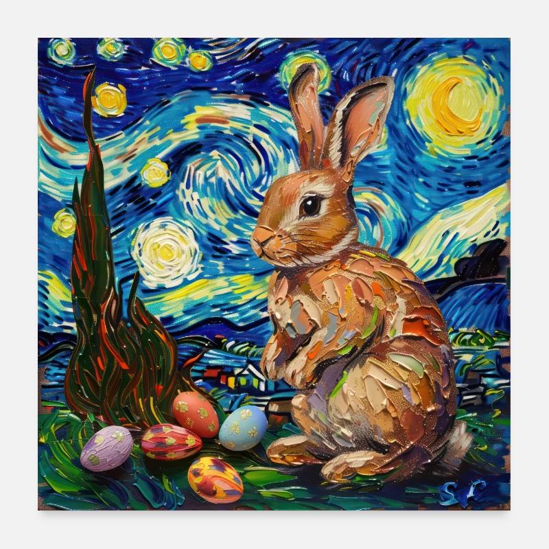 easter bunny, easter, bunny, happy easter, easter eggs Poster 24" x 24" (60x60 cm)