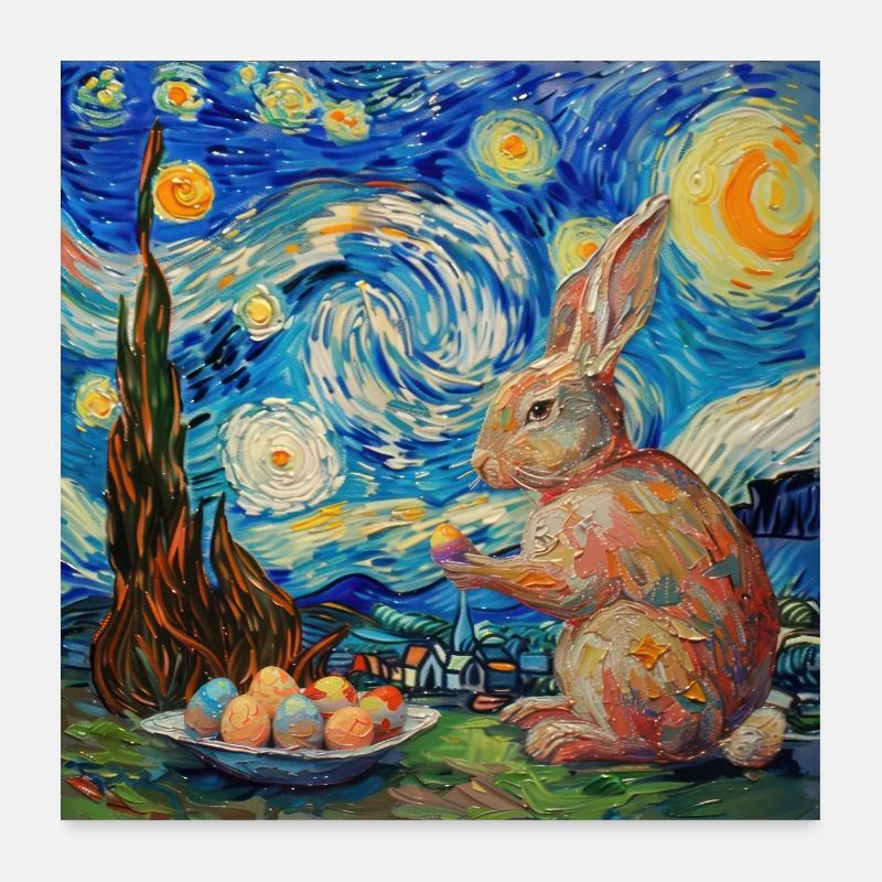 easter bunny, easter, bunny, happy easter, easter eggs Poster 24" x 24" (60x60 cm)