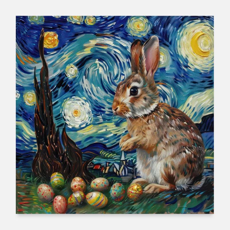 easter bunny, easter, bunny, happy easter, easter eggs Poster 24" x 24" (60x60 cm)