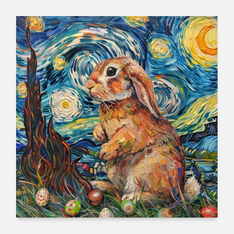 easter bunny, easter, bunny, happy easter, easter eggs Poster 24" x 24" (60x60 cm)