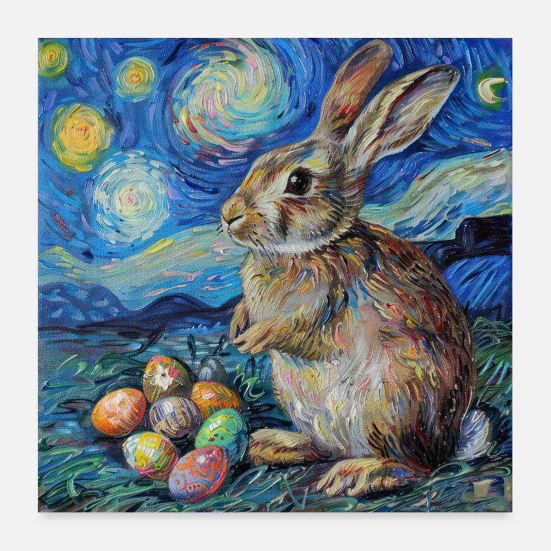 easter bunny, easter, bunny, happy easter, easter eggs, Poster 24" x 24" (60x60 cm)