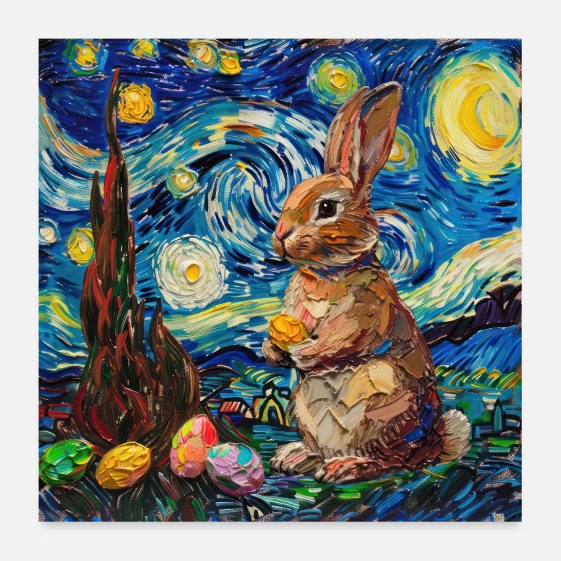 lapin de Pâques, Pâques, lapin, joyeuses Pâques, oeufs de Pâques Poster 60 x 60 cm