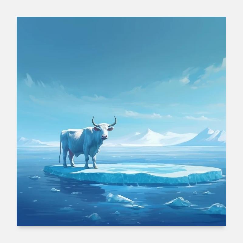 Vache sur la glace Poster 60 x 60 cm