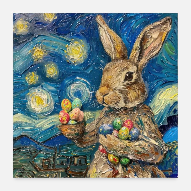 easter bunny, easter, bunny, happy easter, easter eggs Poster 24" x 24" (60x60 cm)