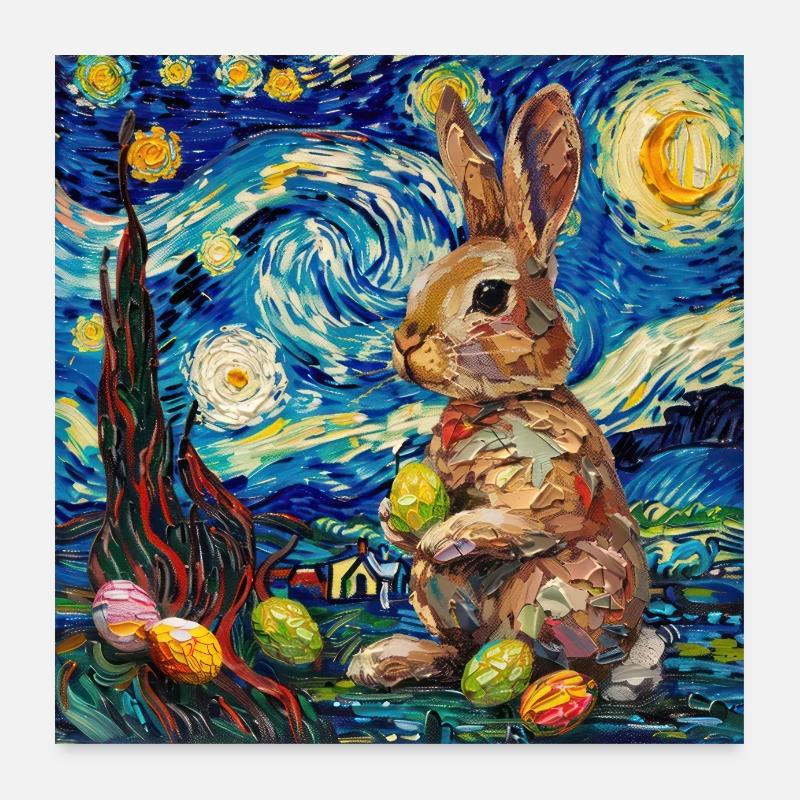 easter bunny, easter, bunny, happy easter, easter eggs Poster 24" x 24" (60x60 cm)