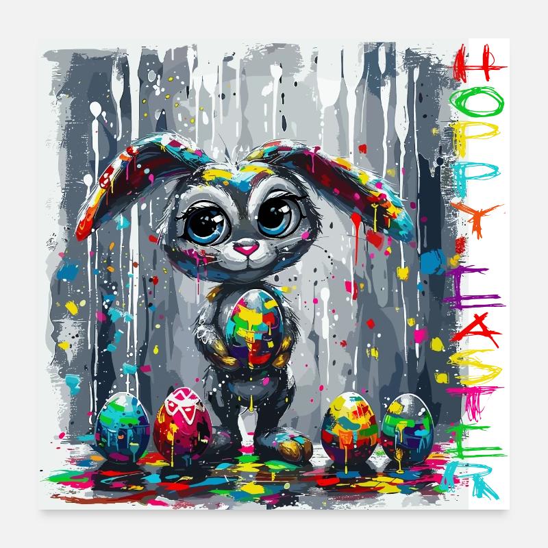 Osterhase auf der Arbeit Poster 60x60 cm