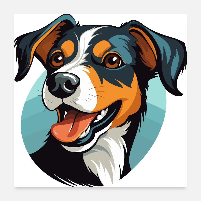 Hunde T-Shirt Poster 60x60 cm