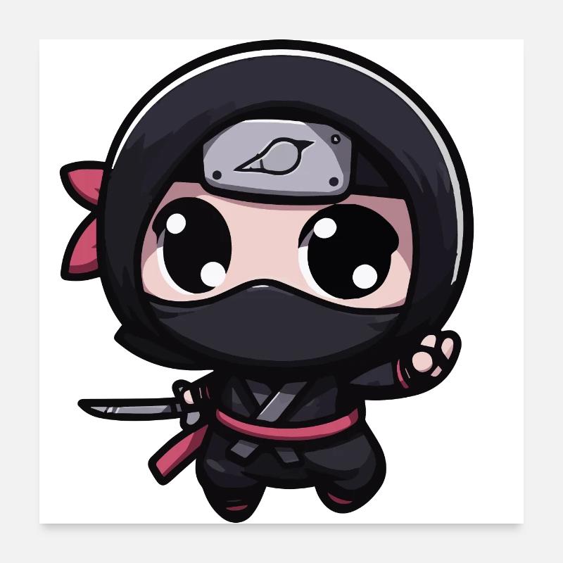 Niedlicher Kawaii Chibi Ninja Poster 60x60 cm