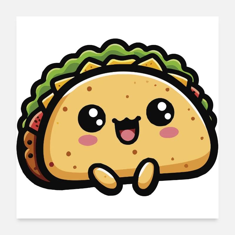 Mignon Kawaii Chibi Tacos 1 Poster 60 x 60 cm