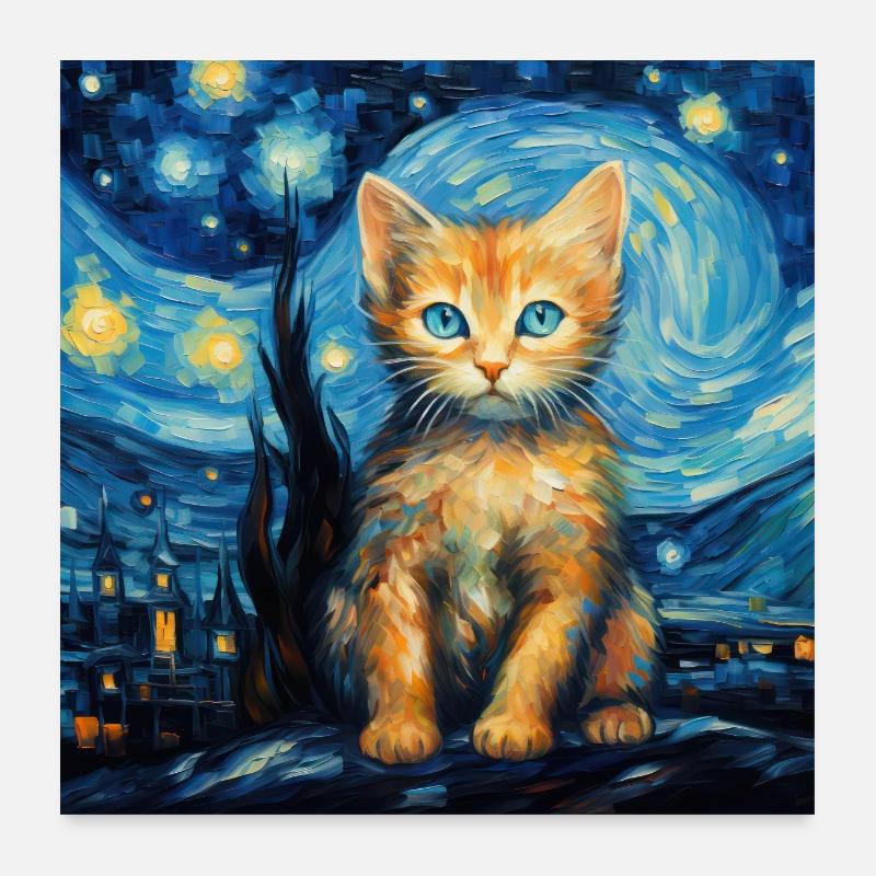 Chat, Motif De Chat Poster 60 x 60 cm