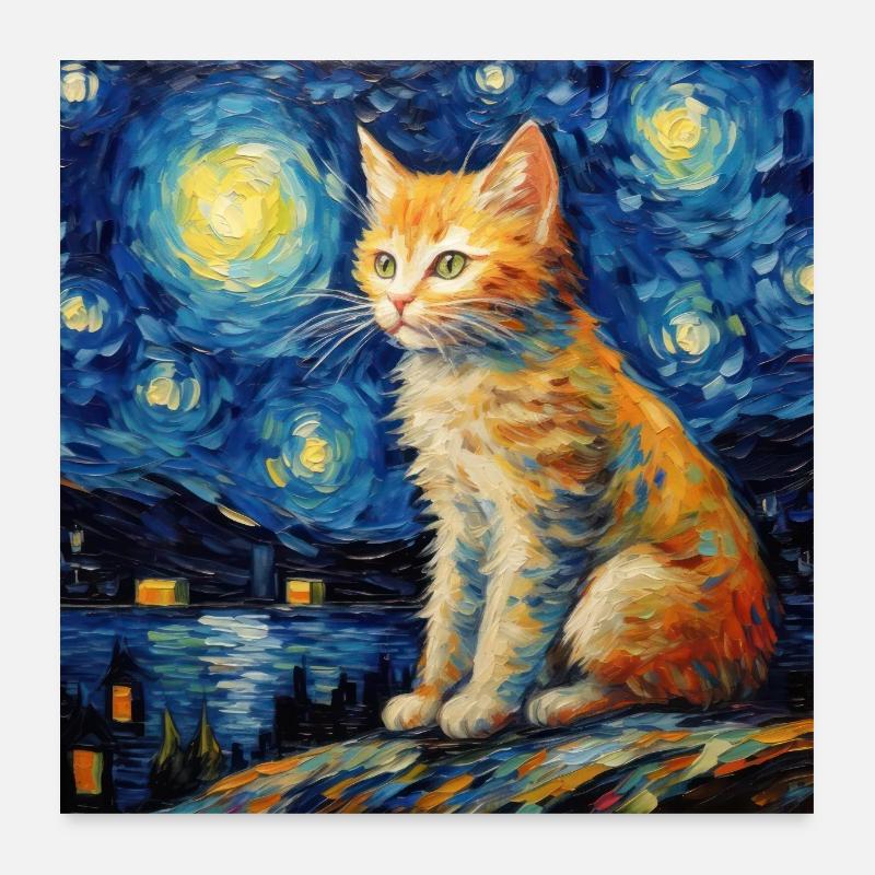 Chat, Motif De Chat Poster 60 x 60 cm