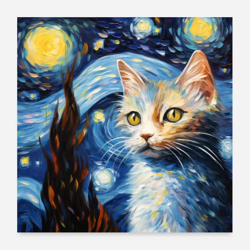 Chat, motif chat, cadeau Poster 60 x 60 cm