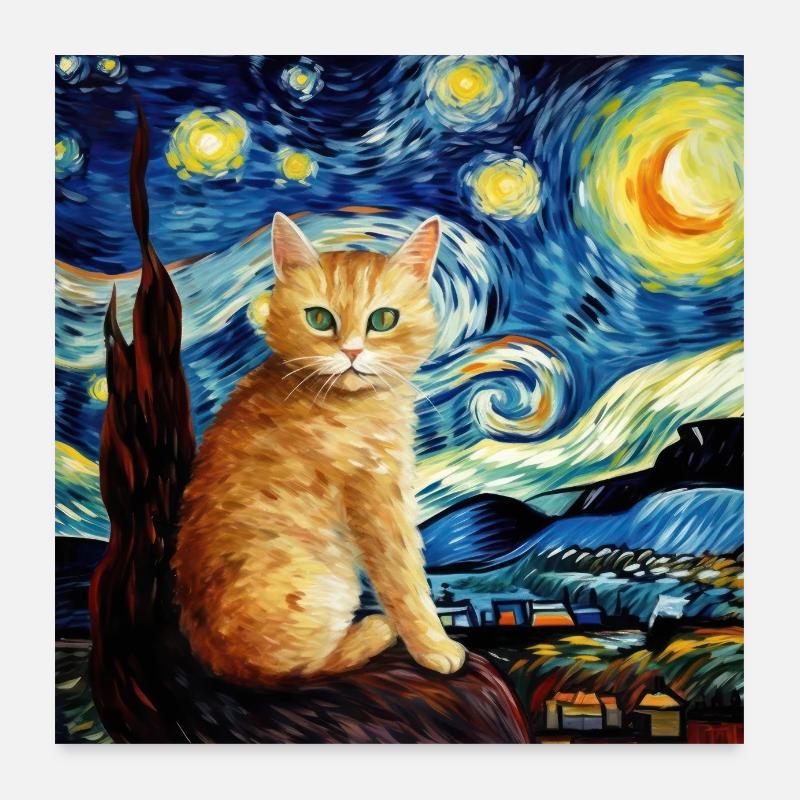 Katze, katzenmotiv, geschenk - Poster 60x60 cm - Weiß