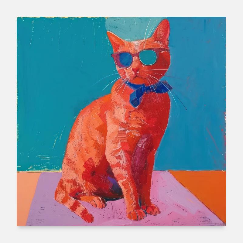 Katze, katzenmotiv, popart, geschenk, geschenkidee Poster 60x60 cm