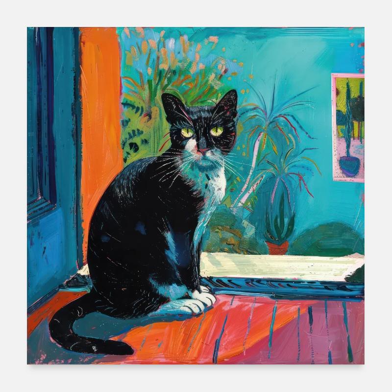 Chat, motif chat, pop art, cadeau, idée cadeau Poster 60 x 60 cm
