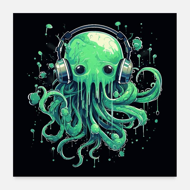 Méduse avec casque Poster 60 x 60 cm