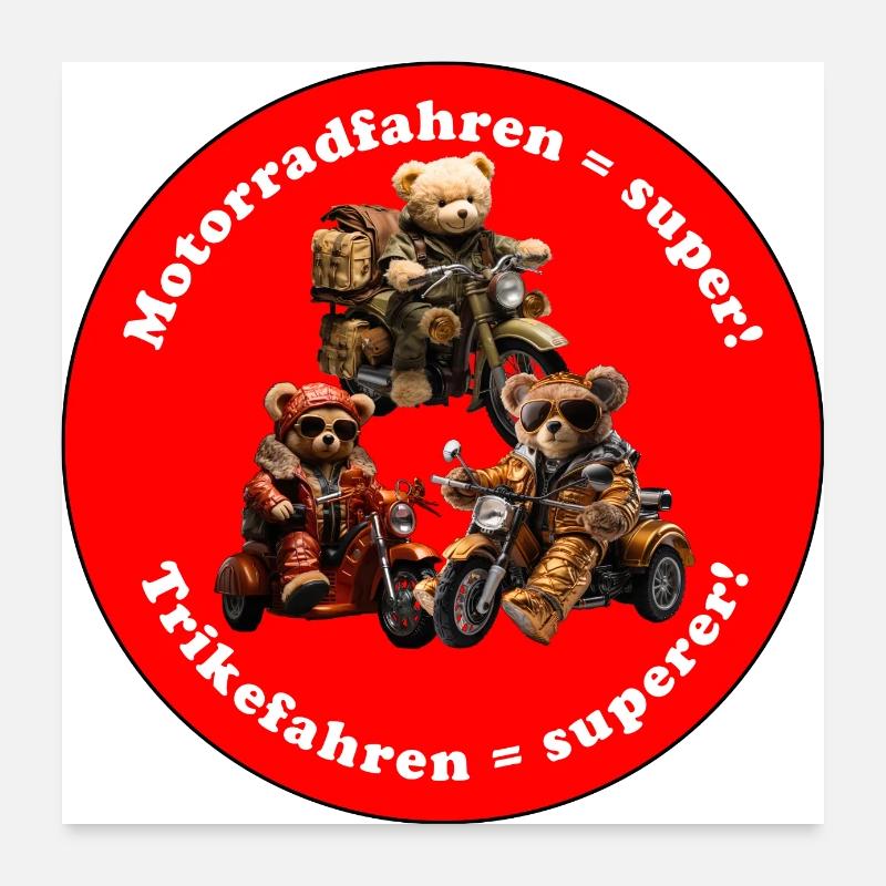 Cool Trike Riding Senior Plush Bears Poster 24" x 24" (60x60 cm)