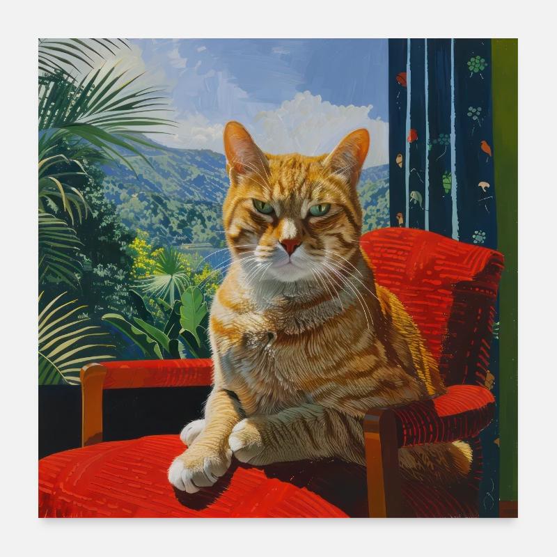 Chat, motif chat, pop art, cadeau, idée cadeau Poster 60 x 60 cm