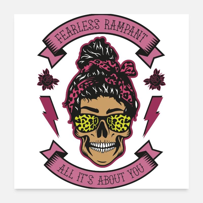 skull PINK - Poster 24" x 24" (60x60 cm) - white