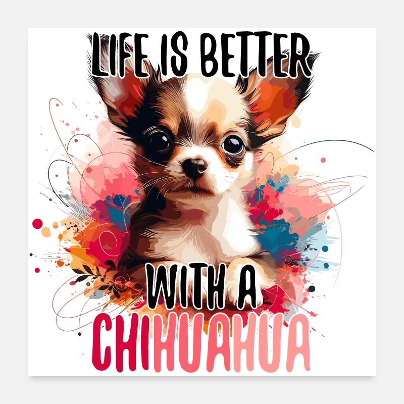Chihuahua Welpe süß Leben Hund Geschenk Poster 60x60 cm