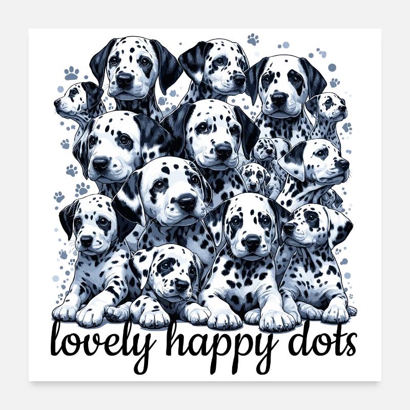 Chiot dalmatien chiot mignon pois chien cadeau Poster 60 x 60 cm