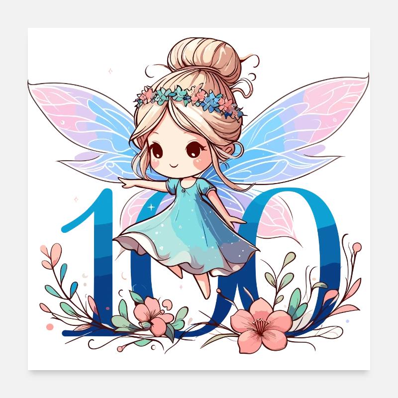 100 Jahre Fee Elfe süß Geburtstag Geschenk Poster 60x60 cm