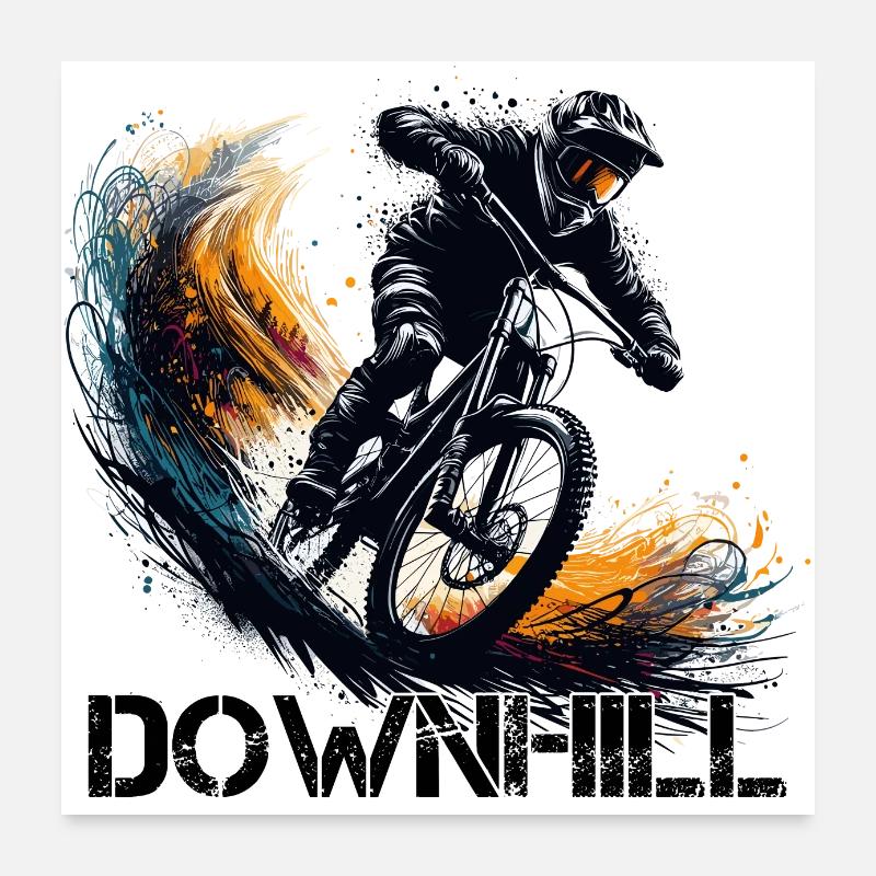 Downhill Down Hill MTB Mountainbiking Geschenk Poster 60x60 cm