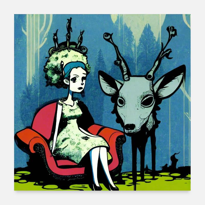 Psychedelic deer 01 Poster 60 x 60 cm