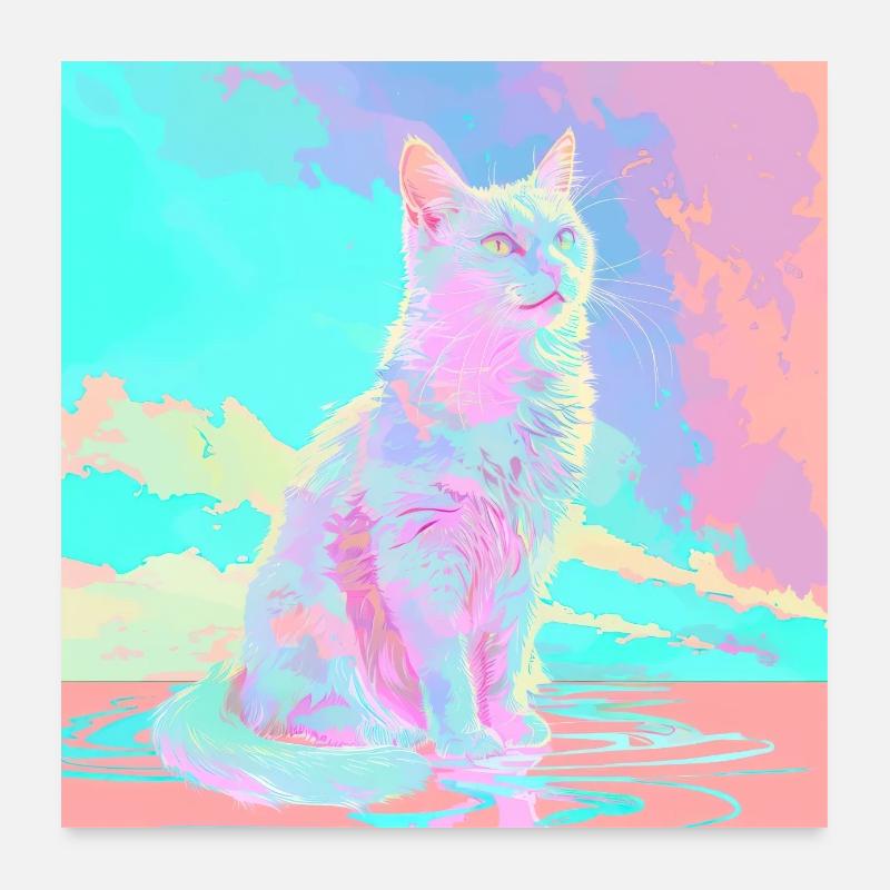 chat, motif de chat, anime, cadeau, idées cadeaux Poster 60 x 60 cm
