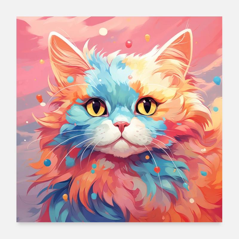 chat, motif de chat, anime, cadeau, idées cadeaux Poster 60 x 60 cm