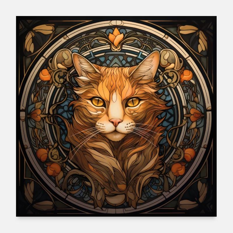 Chat, motif de chat, vintage, cadeau Poster 60 x 60 cm